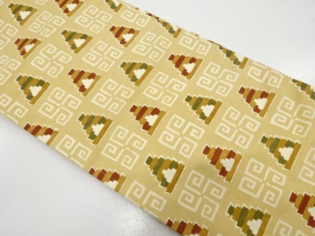 JAPANESE KIMONO / NAGOYA OBI / SILK / FUSHI TSUMUGI / ABSTRACT PATTERN